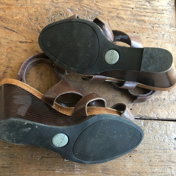 Me Too Fresia Brown Leather Wedge Sandals 7.5 - Picture 5 of 8